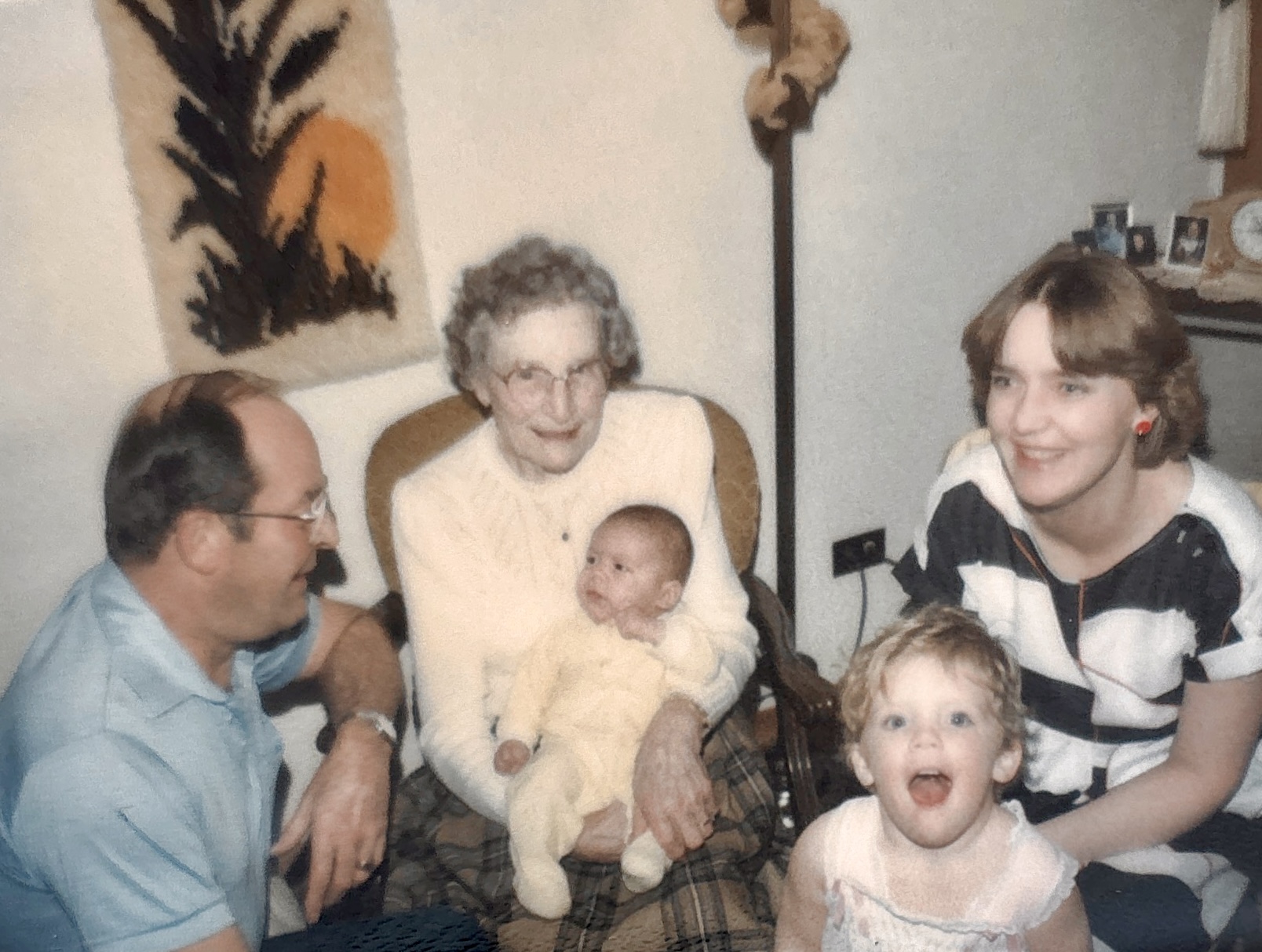 Joan and Stewart at their wedding with family