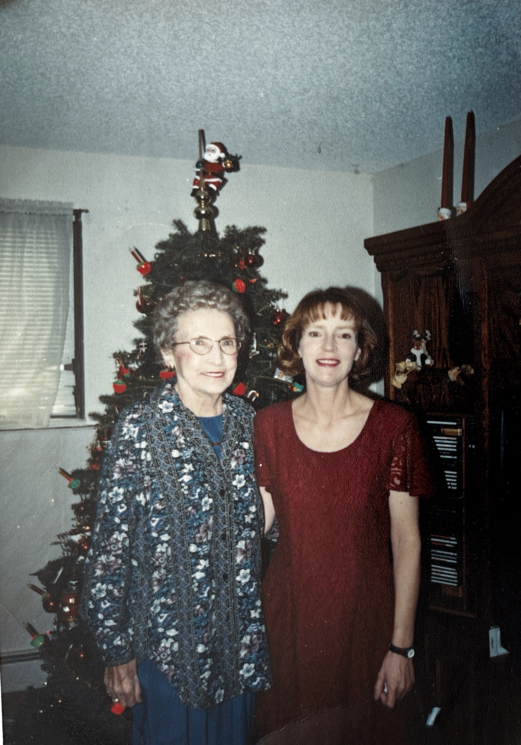 Joan with her mom at christmas